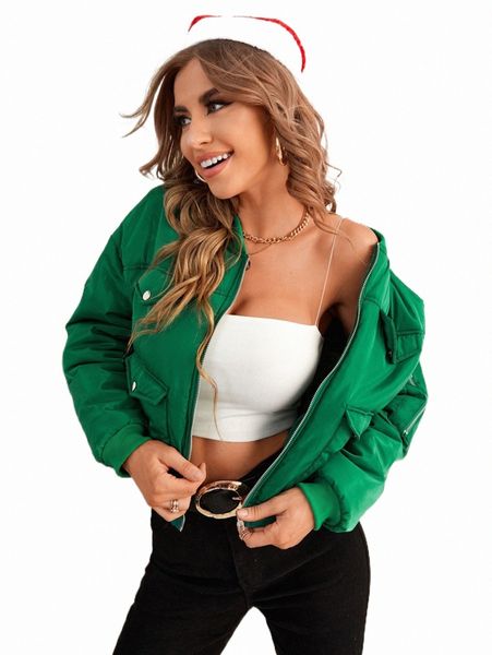 

women's jackets drop shoulder flap pocket bomber jacket u6ow#, Black;brown