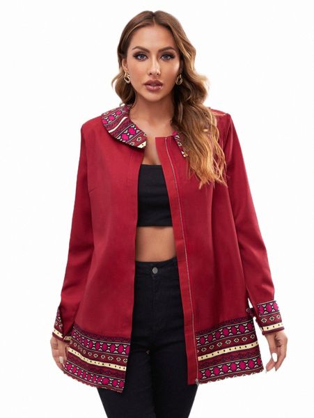 

women's down & parkas x sogna geo print panel peter-pan collar coat q7ut#, Black