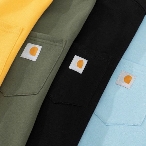 

carhar sweatshirt designer tide classic small label pocket crew neck sweater sweater couple's cotton sweater solid color basic casual b, Black
