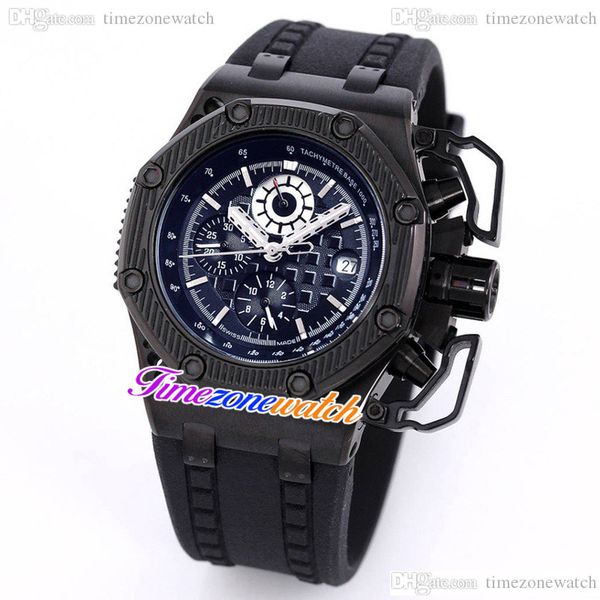 

44mm survivor 26165io automatic mens watch 26165 black textured dial pvd black steel case rubber strap no chronograph gent sport new watches, Slivery;brown
