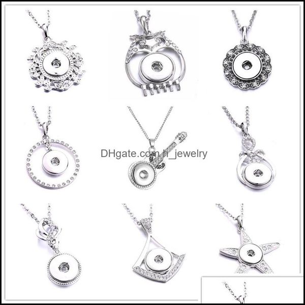

pendant necklaces fahion painting snap button charms jewelry zircon pendant fit 18mm snaps buttons necklace for women men punk noosa dhjxc, Silver