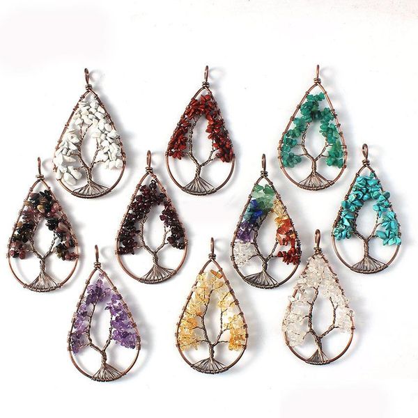 

pendant necklaces wholesale 12 pcs natural amethyst tree of life pendants crystal gems sier fashion national style pendant nec dhd5i, Silver