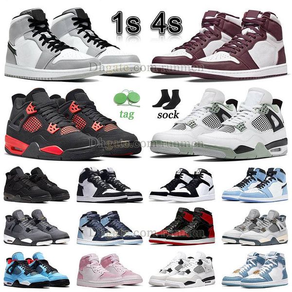 

jumpman 1 4 men womes sneakers shoes high og light smoke mens basketball shoes designer 2022 new 4s seafoam 1s a ma maniere dark mocha black