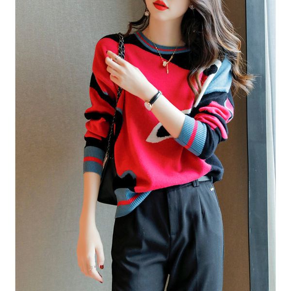 

women s sweaters spring fashion all match lazy loose sweater color matching was thinning warm knitted bottoming shirt 220908, White;black