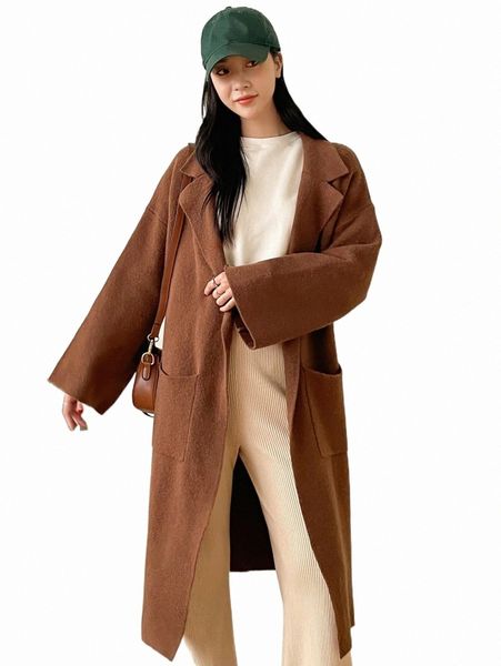 

women's sweaters dazy lapel neck drop shoulder belted cardigan i7hv#, White;black