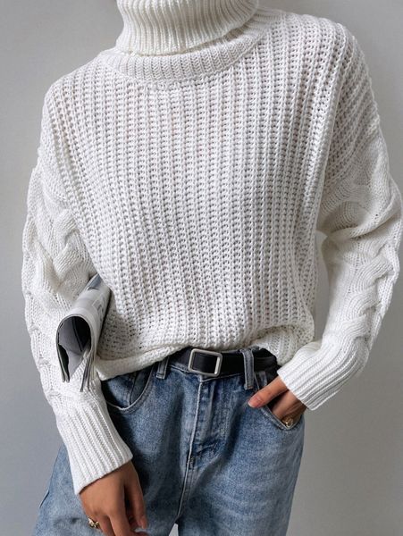 

women's sweaters sollinarry high neck ribbed knit sweater g3tc#, White;black