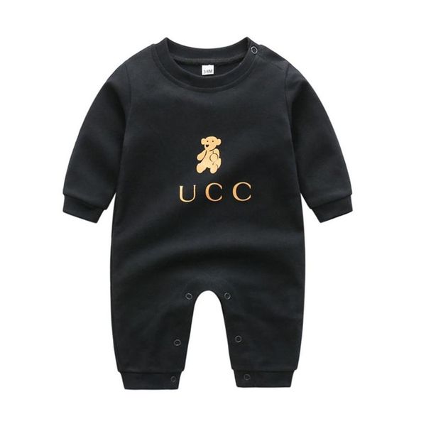 

rompers baby girls one-piece jumpsuits cotton clothes boy bodysuits newborn long sleeve printed bear luxury designer wear infant s322s232v, Blue