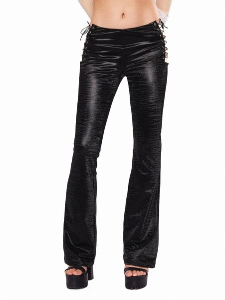 

women's pants & capris 90s lace up side pu leather pants w1tv#, Black;white