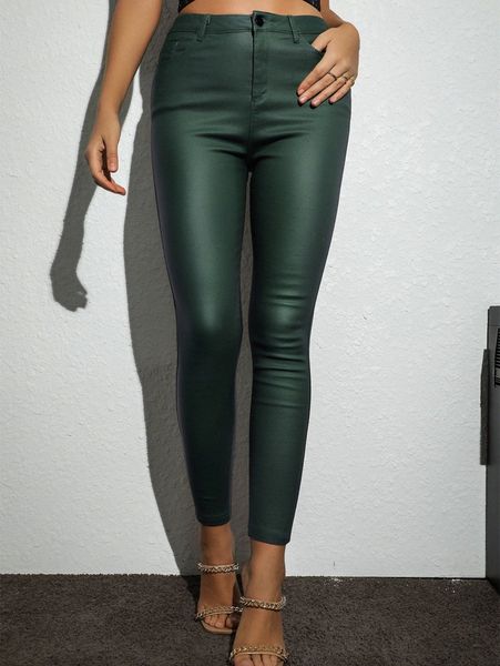 

women's pants & capris apperloth a high waist thermal lined pu leather skinny cropped pants g5ly#, Black;white