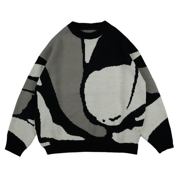 

men s sweaters fashion color block stylish oversize men jumper knitted sweater couples knitwear casual women pullover korean clothes sueter, White;black