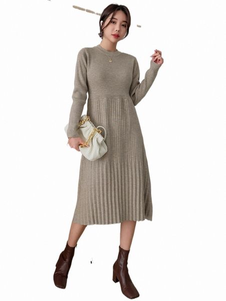 

women's sweaters dazy ribbed knit pleated sweater dress r52c#, White;black