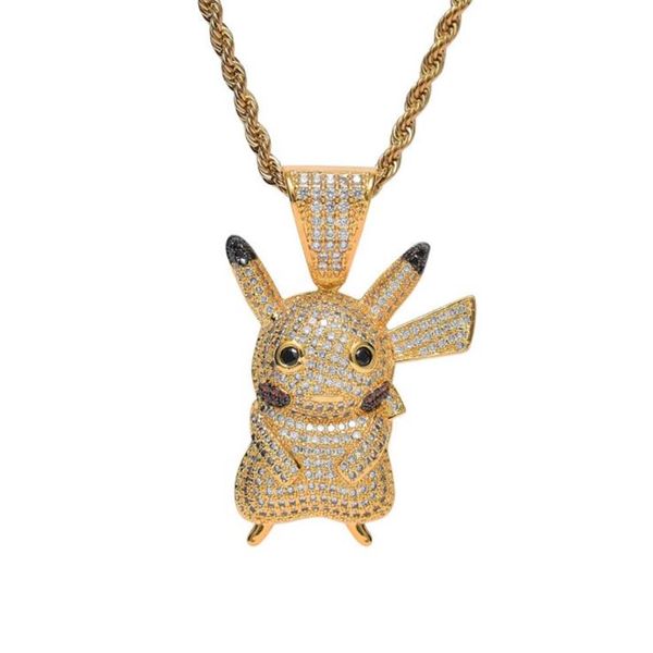 

new cartoon character pendant zircon hip hop necklace for postage2600, Silver