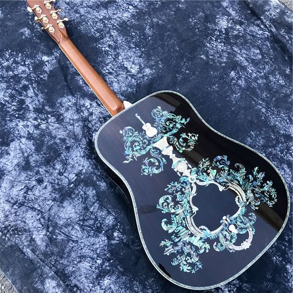 

all solidwood d 100 acoustic guitar one piece mahogany neck ebony fretboard all real abalone bindings and carbonization treatment technology