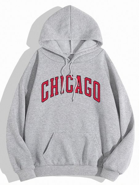 

women's hoodies & sweatshirts letter graphic drop shoulder drawstring thermal lined hoodie e9vz#, Black