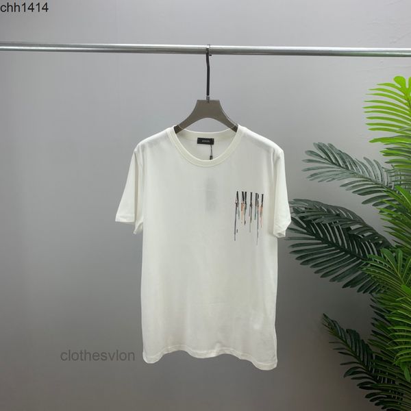 

2022 amirs designer t shirts fashion brand european short sleeve flow color letter printing men's and women's style backing, White;black