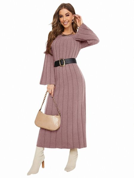 

women's sweaters solid bell sleeve sweater dress without belt r1oa#, White;black