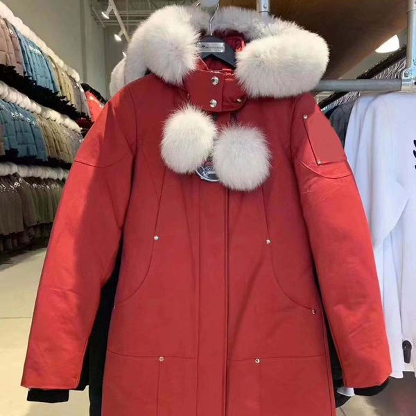 

canadian women's casual down jacket moose outdoor warm fur coat knuckles doudoune winter lilc, Black