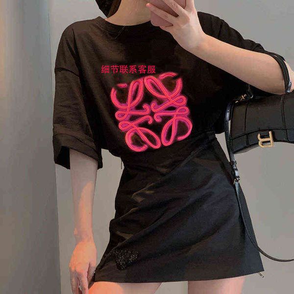 

others apparelhigh version loe22 spring and summer new fluorescent powder high density embroidery round neck casual short sleeve t-shirt for, Black;white