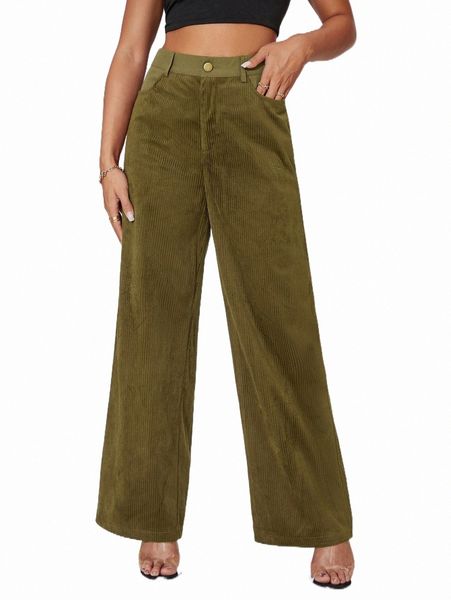 

women's pants & capris slant pockets corduroy wide leg pants u6hc#, Black;white