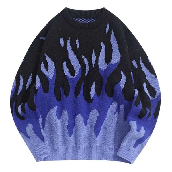 

men s sweaters sweater fire flame graphic y2k male casual streetwear knit pullover long sleeves fall winter warm masculino 220908, White;black