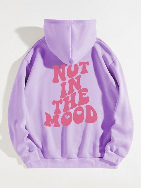 

women's hoodies & sweatshirts slogan graphic drawstring thermal lined hoodie f7np#, Black