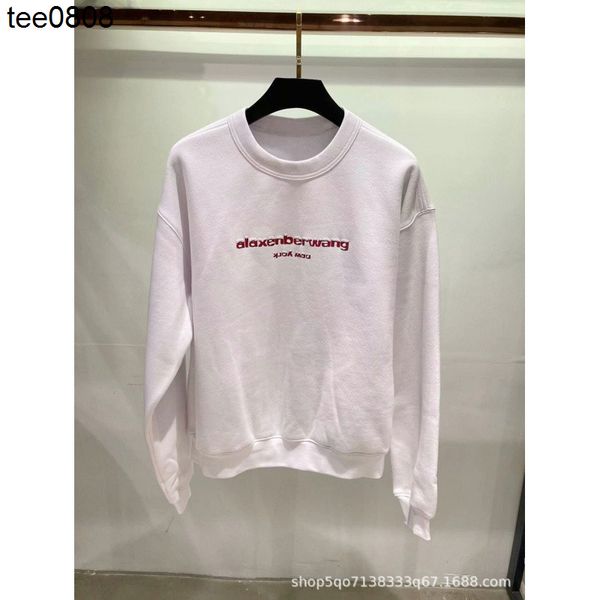 

aw dawangjia's new tee pure color round neck letter printed long sleeve sweater in the early autumn of 22 years men's and women&#0, White