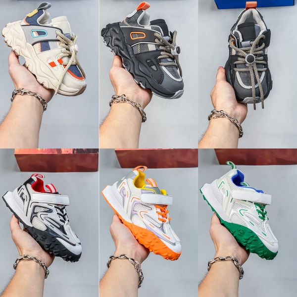 

designer fashion kids thick sole platform casual shoes old dad large increasing sneakers black green neon green designers sports running tra
