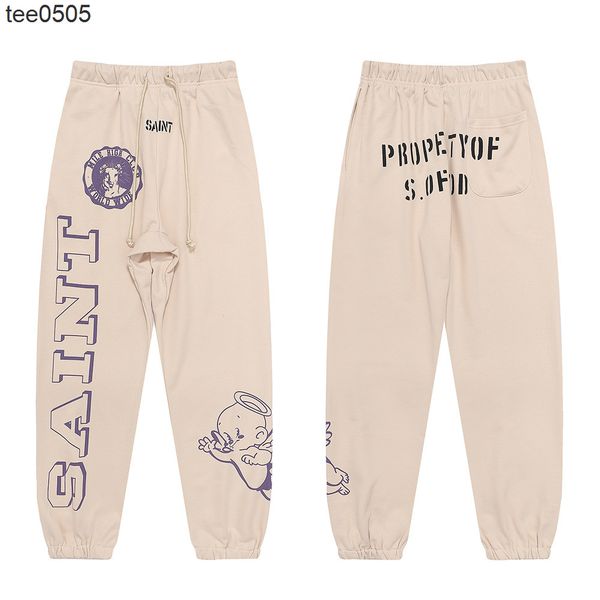 

fashion wings angel graffiti printed men's and women's terry legged pants, Black