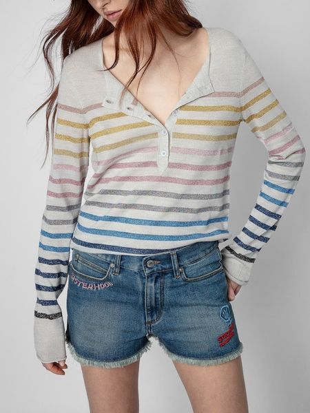 

women s sweaters 2 aw merino wool multicolored striped jumper ladies button up neck long sleeves sweater 220908, White;black