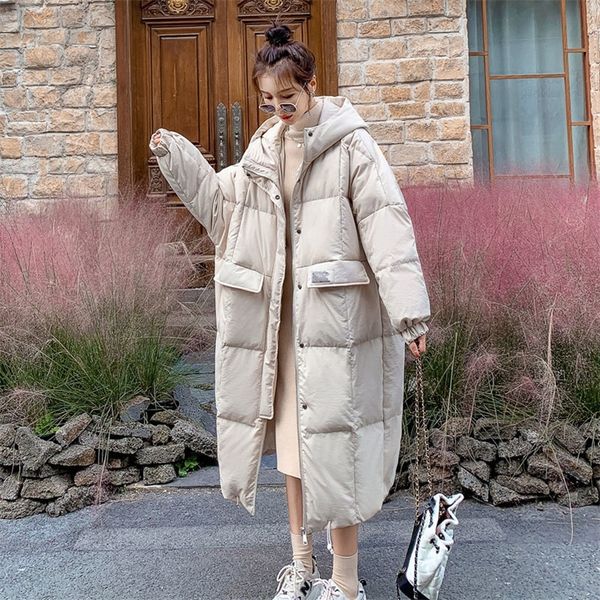 

women's down parkas long keep warm coat women's over-the-knee korean winter cotton-padded jacket thickened down padded jacket 2209, Black