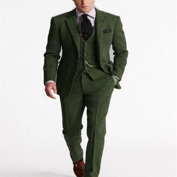 

men's suits blazers classic green tweed suit men custom made slim fit wedding suits for men 3 pieces men suits with pants smart busines, White;black