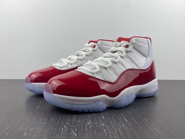 

release authentic 11 cherry basketball shoes white varsity red black sneakers 11s real carbon fiber men sports shoes with box, Red;white