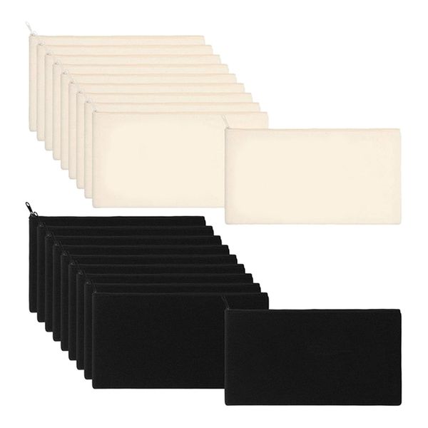 

cosmetic bags cases 40 pcs canvas pencil pouch zipper makeup blank craft diy multipurpose toiletry stationary storage 220909