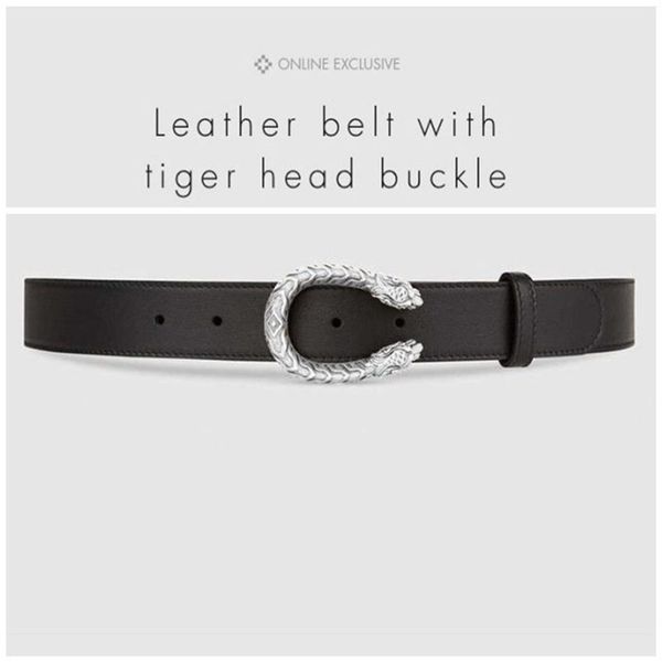 

designer belts luxury belts mens womens famous belt brand casual tiger head smooth buckle leather belt 2 colors width 38mm 68t, Black;brown