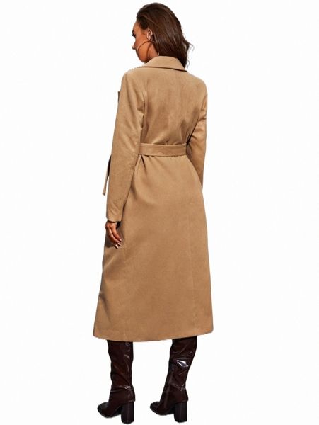 

women's down & parkas x belinda lapel collar double breasted belted longline overcoat z9xi#, Black