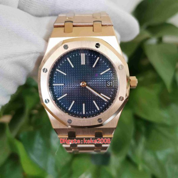 

perfect men watches 39mm extra-thin 15202 15202or.oo.1240or.01 stainless rose gold transparent machinery cal.2121 movement mens watch wristw, Slivery;brown
