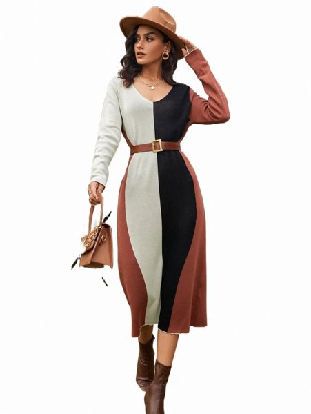 

women's sweaters color block sweater dress without belt u4km#, White;black