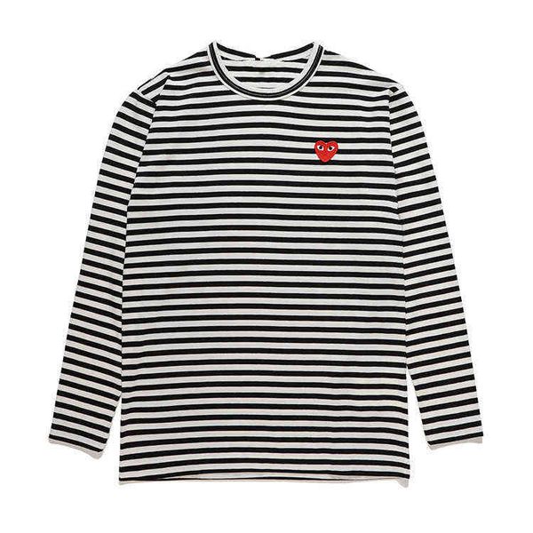 

others apparel hsyplay fashion brand peach heart long sleeve round neck pure cotton men's and women's lovers black stripe red t-sh