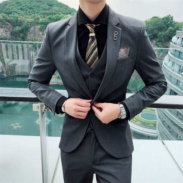 

men's suits blazers boutique 5xlsuit vest trousers men's fashion business gentleman self-cultivation casual british style three-pi, White;black