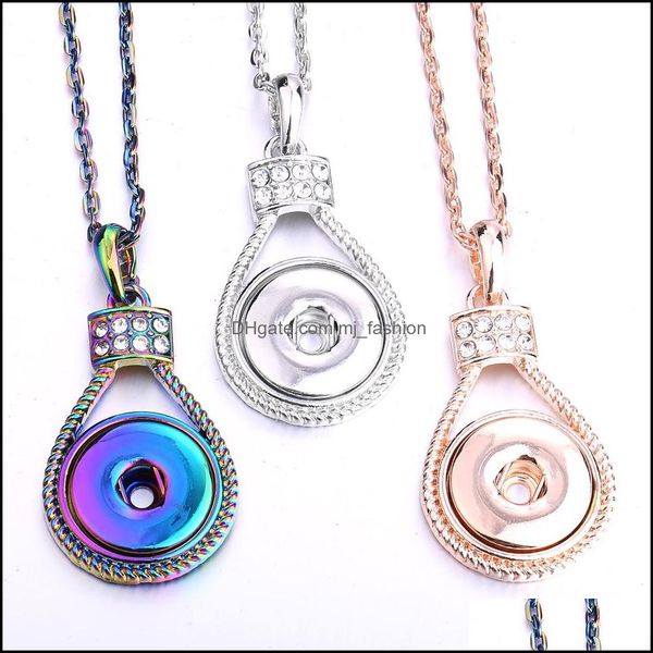 

pendant necklaces vintage snap button jewelry dazzle color plating drop pendant fit 18mm snaps buttons necklace for women men noosa d dhg4r, Silver