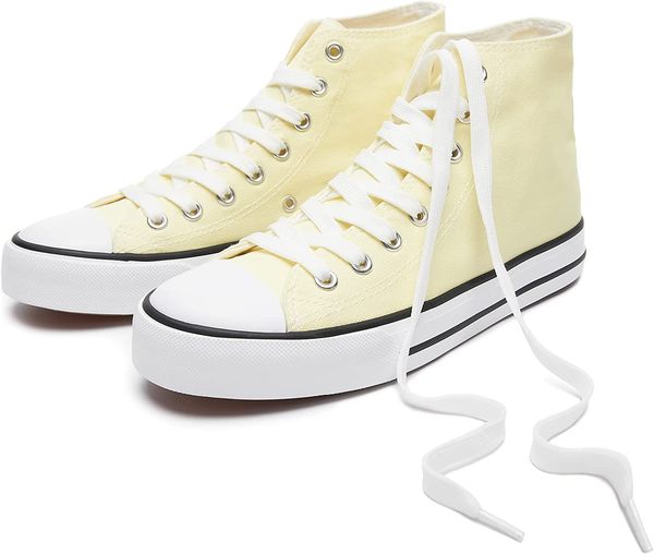 

light yellow womens high canvas sneakers classic canvas shoes casual for walking