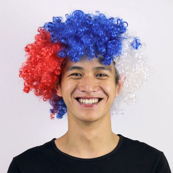 

designer hair jewelry flag sjb color wig rainbow football fan hair explosion headgear atmosphere dress up props wholesale, Golden;white