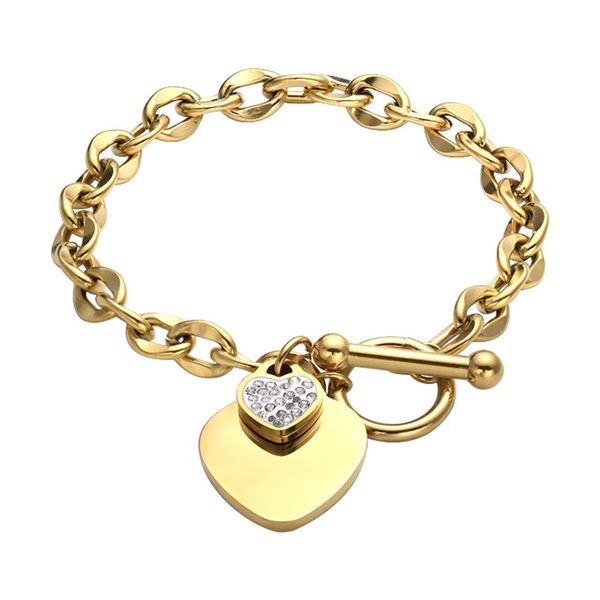 

designer bangles bracelets for women heart double bracelets&bangles gold color stainless steel bracelets statement luxury brand jewelry girl, Black