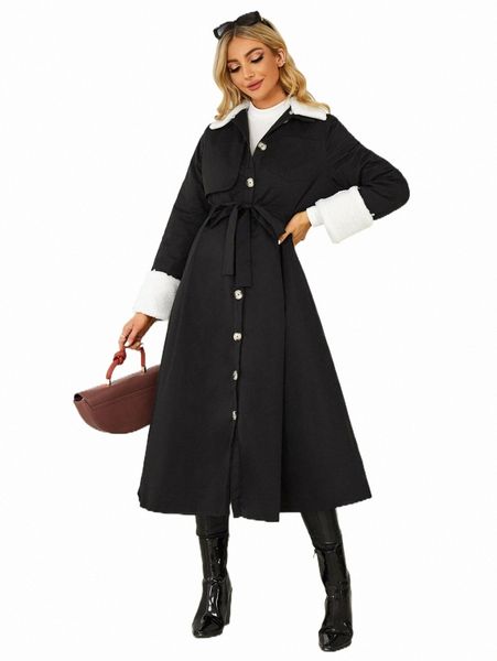 

women's down & parkas teddy panel belted winter coat m1pq#, Black
