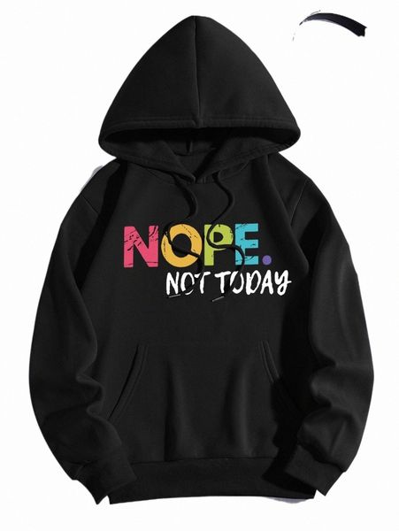 

women's hoodies & sweatshirts slogan graphic kangaroo pocket drawstring thermal hoodie x9zc#, Black