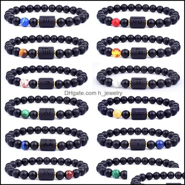 

beaded strands 12 constellation bracelets men black stone bead strands bracelet star sign zodiac horoscope lover couple friendship j dhrey