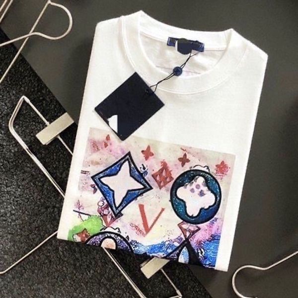 

summer men fashion designer t shirts painting luxury letter embroidery t shirt mens women short sleeved m-4xl, White;black