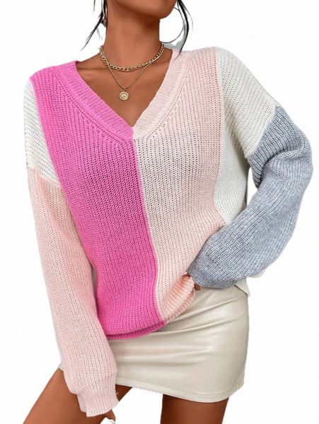 

women's sweaters color block drop shoulder sweater c9tm#, White;black