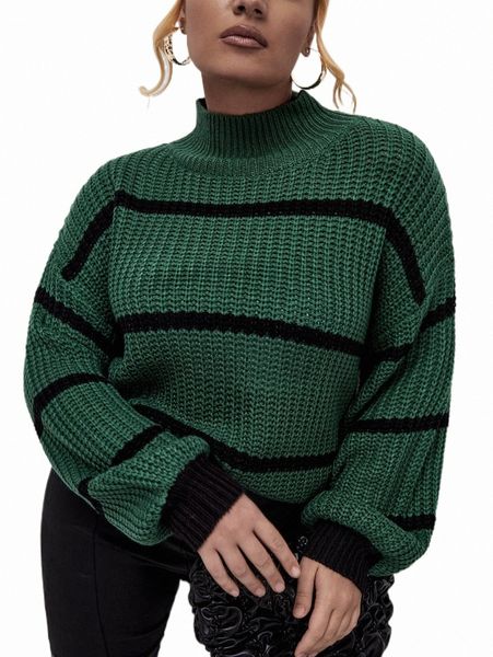 

plus size t-shirt plus striped pattern drop shoulder sweater d4gr#, Black