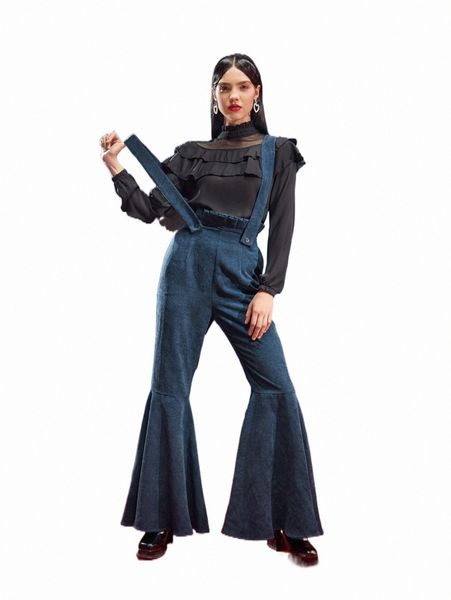 

women's pants & capris x menna paperbag waist flare leg suspender pants j3co#, Black;white